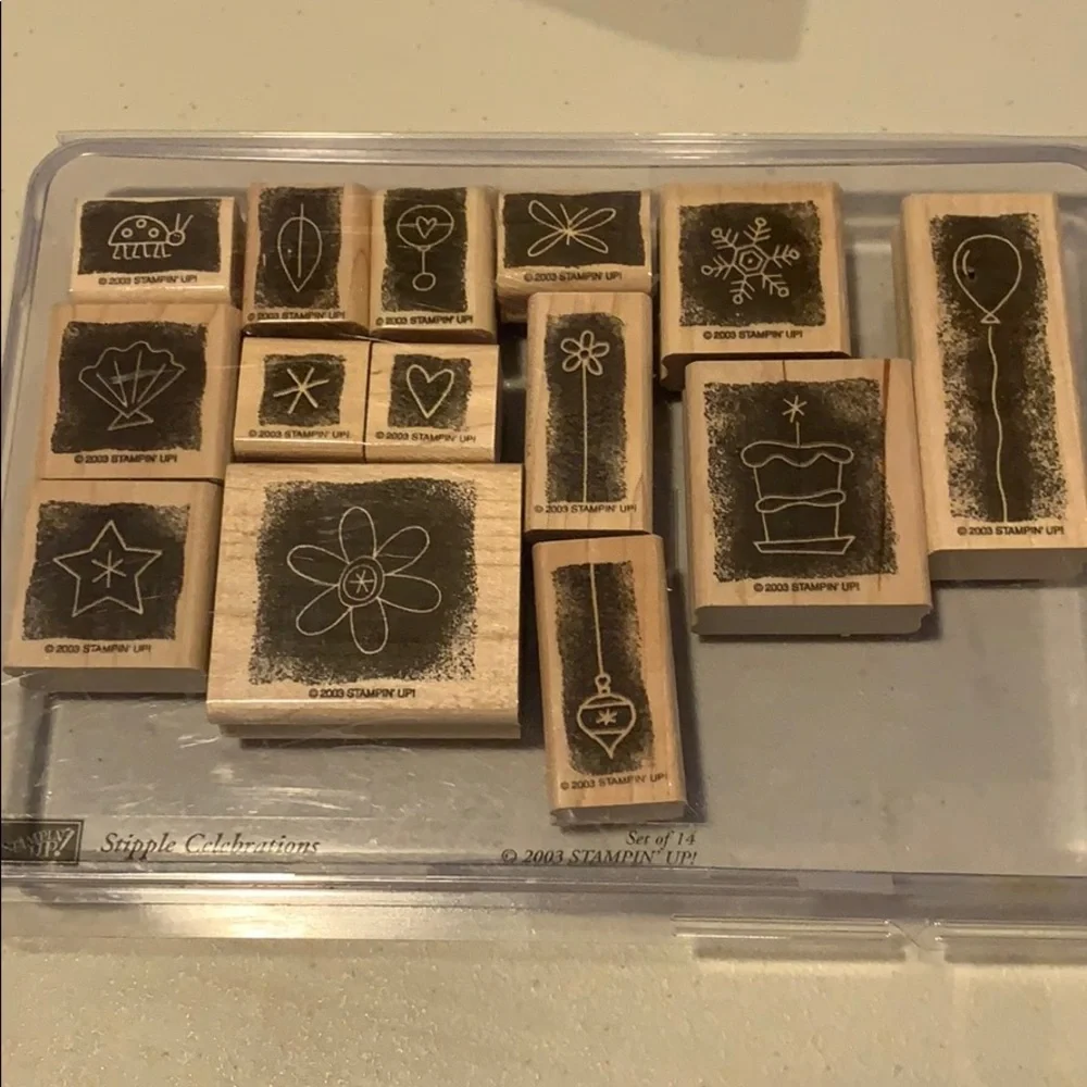 🎭 3/$25 - Stipple Celebrations wood stamp set